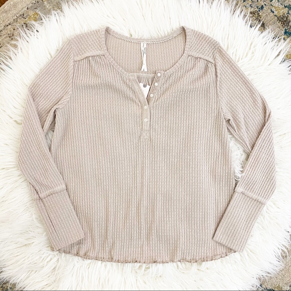 Anthropologie Tan Super Soft Thermal Shirt Small